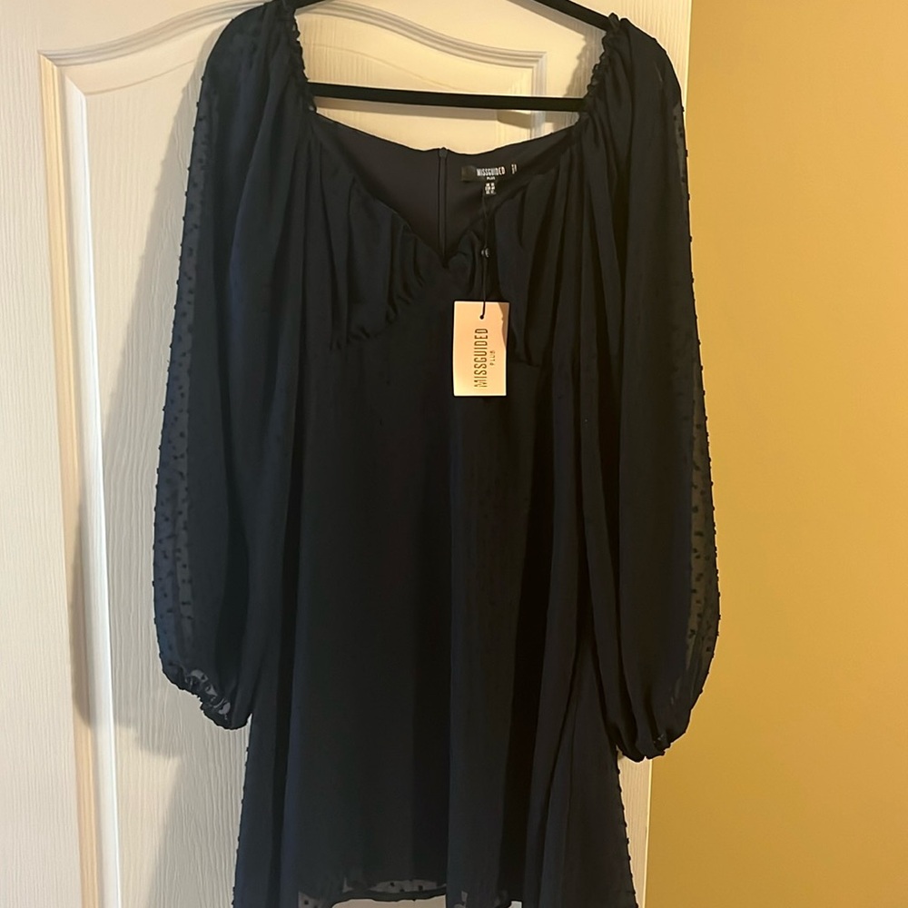 Milkmaid Navy Blue Dress Missguided Plus